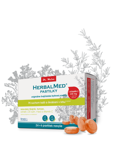 HERBALMED® pastilky Dr. Weiss pri suchom kašli a škrabaní v krku