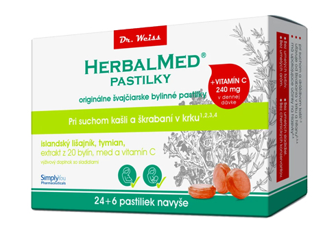 HERBALMED pastilky Dr. Weiss - pastilky při suchom kašli a škrabaní v krku